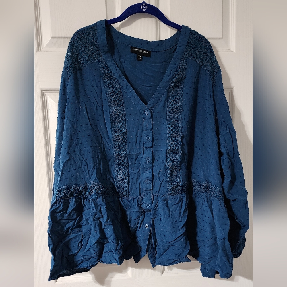 Lane Bryant Teal Blouse size 34